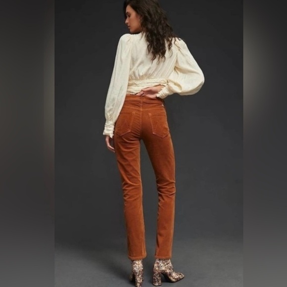 MOTHER Women Hopscotch Brown Corduroy Mid Rise Dazzler Ankle Fray Jeans Size 25 - Picture 3 of 12